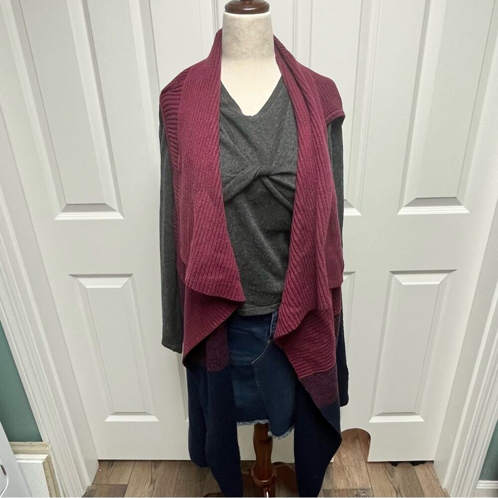 Lands' End Sweater Cardigan Vest Knitted Cozy Warm Tiered Sleeveless Plus Size